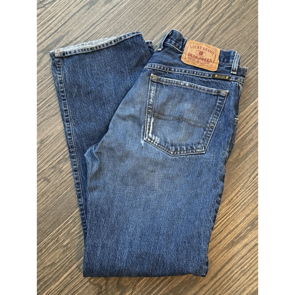 Lucky Brand Jeans Mens 32 Straight Medium Wash Fade Mid Rise Cotton Distressed
